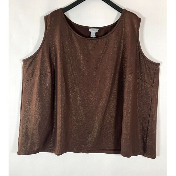 Catherines Metallic‎ Sleeveless Tank Top Size 5X Stretch Office Holiday Party - Picture 1 of 7